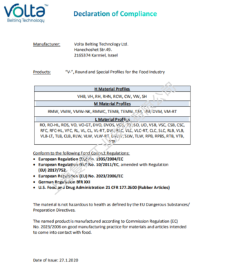 Volta 三角带圆带FDA EU认证